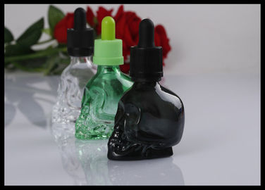 चीन खोपड़ी 30 मिलीलीटर आवश्यक तेल ग्लास ड्रॉपर की बोतलें साफ हरी काली बोतल आपूर्तिकर्ता