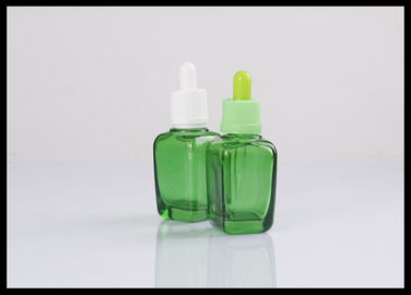 चीन एसेंशियल ऑयल ग्लास ड्रॉपर बोतल 30ml कॉस्मेटिक एम्बर स्क्वायर ग्रीन बोतल आपूर्तिकर्ता